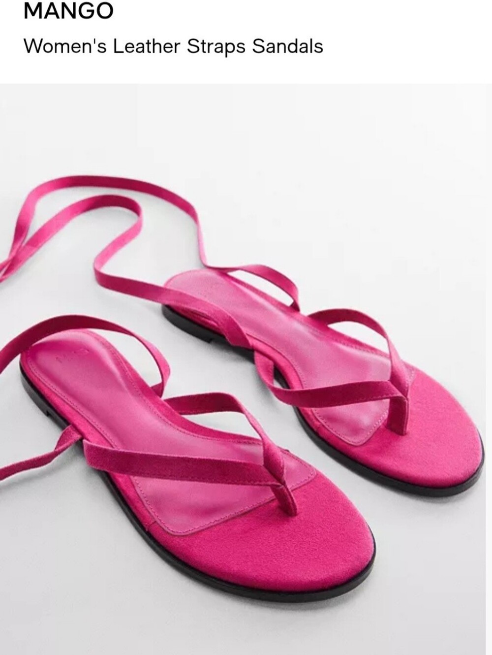 Mango MNG Suede Leather Fuchsia Pink Strappy Sandal Women's Size EUR 40/9.5
